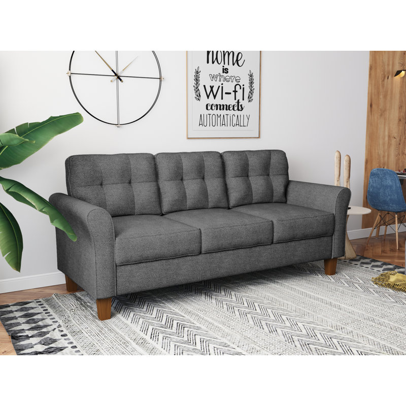 Upholstered 78.3'' Sofa, Gray Polyester