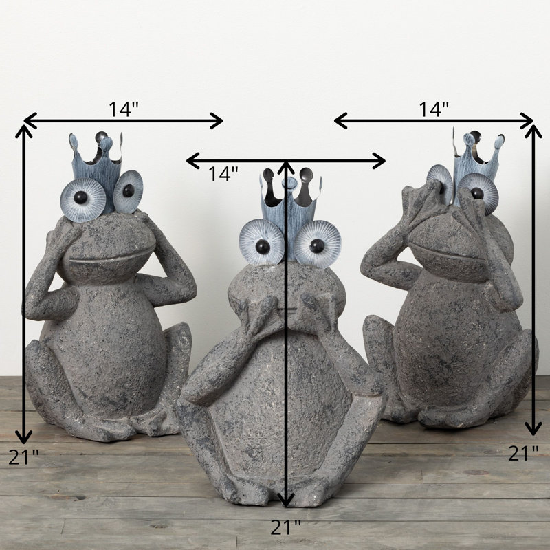 Ensemble de statue de jardin texturé grenouilles 3 pièces