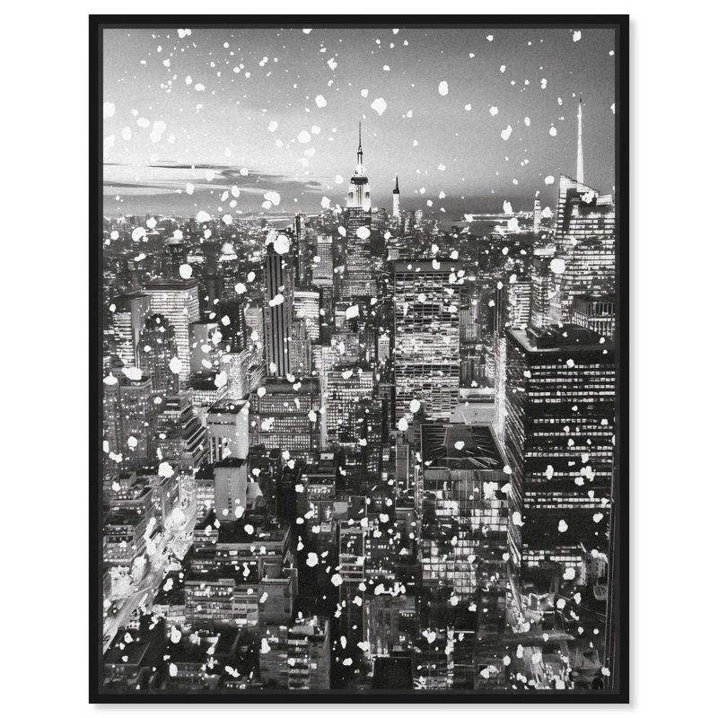 "City", toile abstraite noire, photographie urbaine par Notoriart, Cadre noir, H 21 po x l 17 po