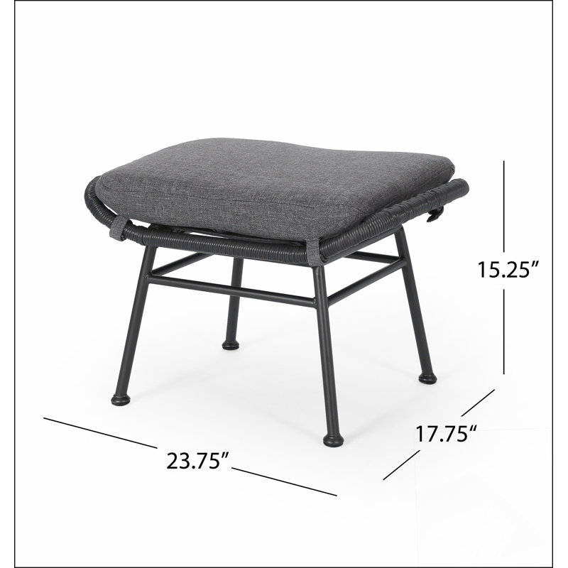 Repose-pieds d'extérieur en rotin synthétique Montana Light, Gris
