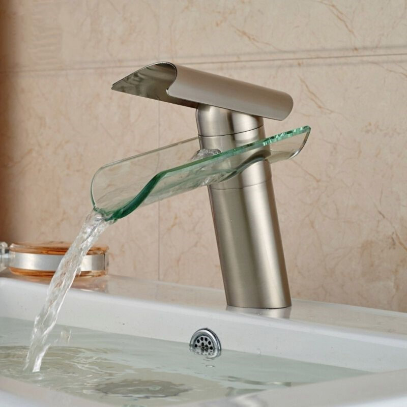 Classic Squash Glass Nozzle Bathroom Sink Faucet by Juno – Single Handle Design