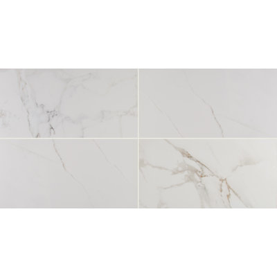 Astoria 12 in. x 24 in. Polished Porcelain Marble Look Floor and Wall Tile