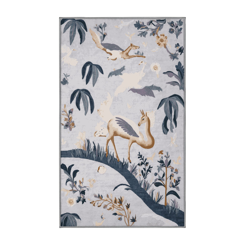 Tapis beige lavable à la machine, Rectangulaire 3 pi x 5 pi