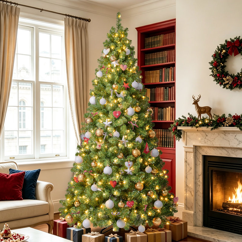 Arbre de Noël artificiel vert pré-éclairé, 8'