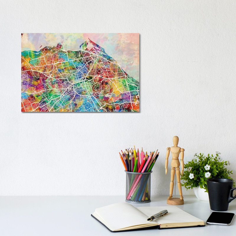 Edinburgh Street Map II by Michael Tompsett - Wrapped Canvas Gallery-Wrapped Canvas Giclée, 20.32 cm H x 30.48 cm W
