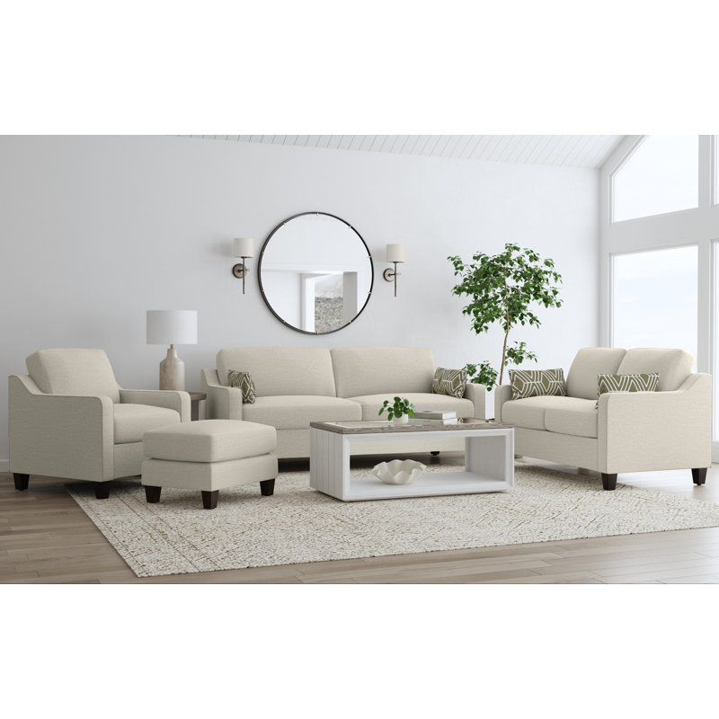 Drew Chair And Ottoman, Beige