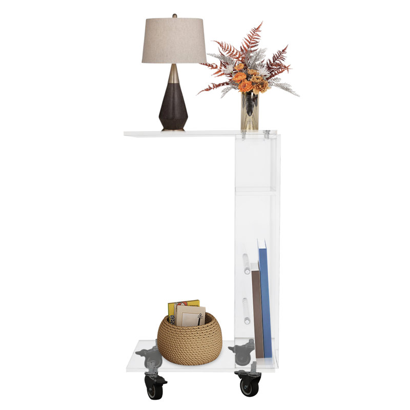C-Shaped End Table For Small Spaces13.78(W)*11.81(D)*23.62(H)In, Clear