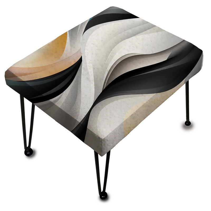 Monochrome Reflections III - Geometric Rectangle Ottoman