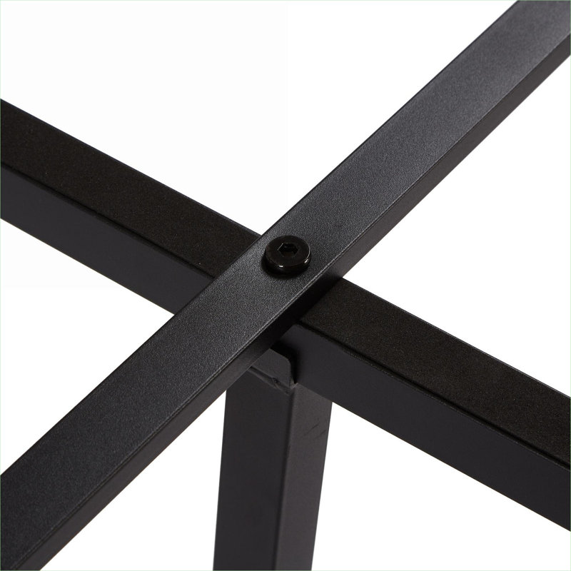 Queen Sized Platform Bed, LED Equipped, Large Under Bed Storage, Matte Black Metal with Wooden Headboard and Footboard