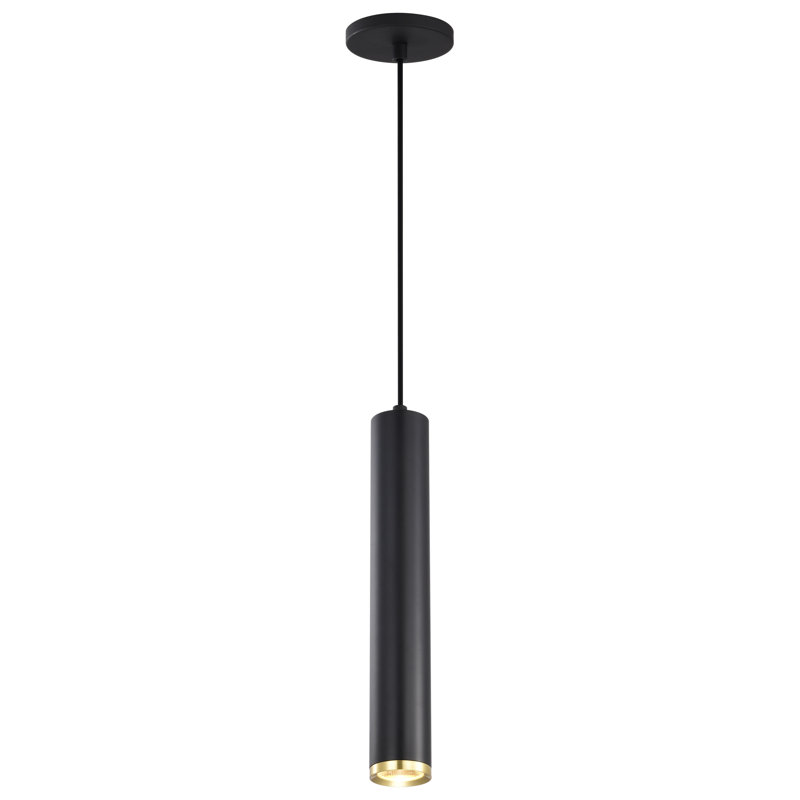 Jabien 1-Light Dimmable Aluminum Pendant , Matte Black / Brushed Brass