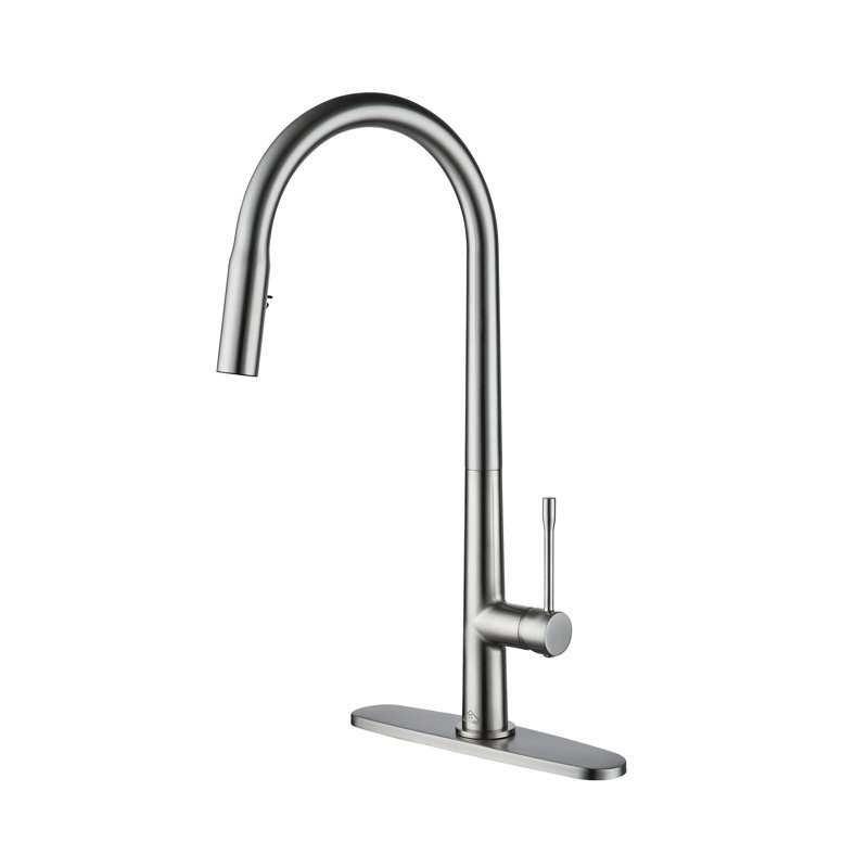 CASAINC 1.8 GPM Single-Handle Pull-Down Kitchen Faucet Single Hole Faucet, Brushed Nickel