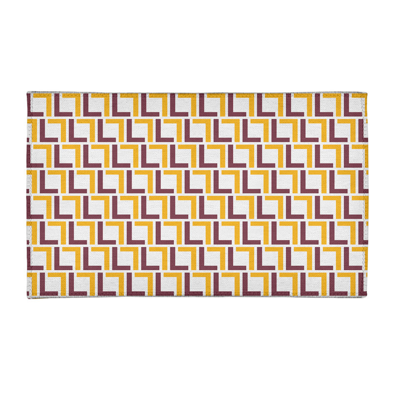 Tapis géométrique blanc / jaune / mauve, Rectangle 4 pi x 6 pi