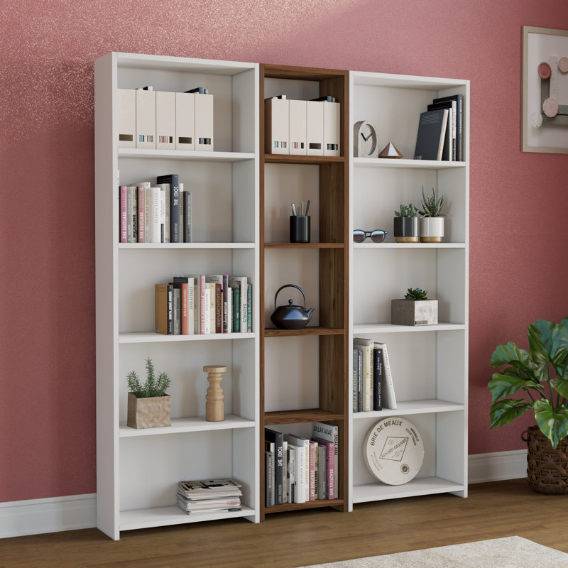 Bibliothèque Bulluck H 66,54 "x l 59,06", Blanc / noyer