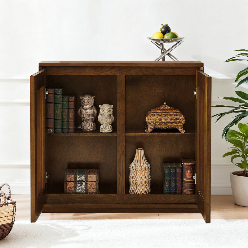 Buffet Mid-Century moderne cannelé avec 2 trous de sortie, armoire de rangement pour l'entrée, le salon et la salle à manger