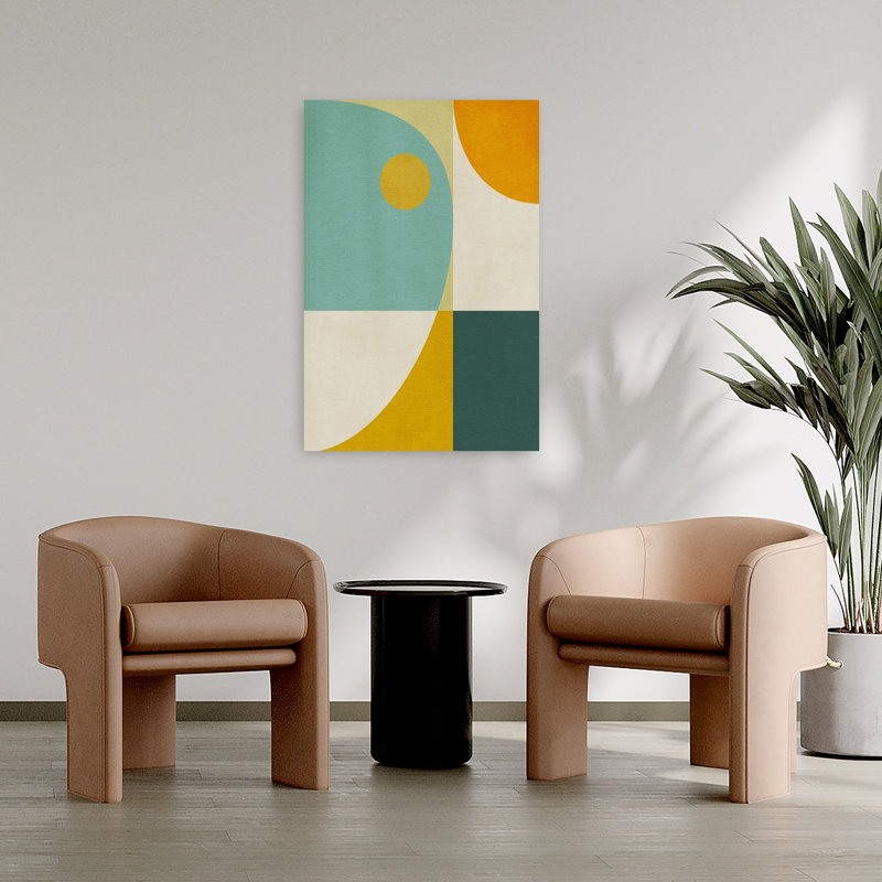 Art contemporain abstrait géométrique coloré, H 36 po x l 24 po