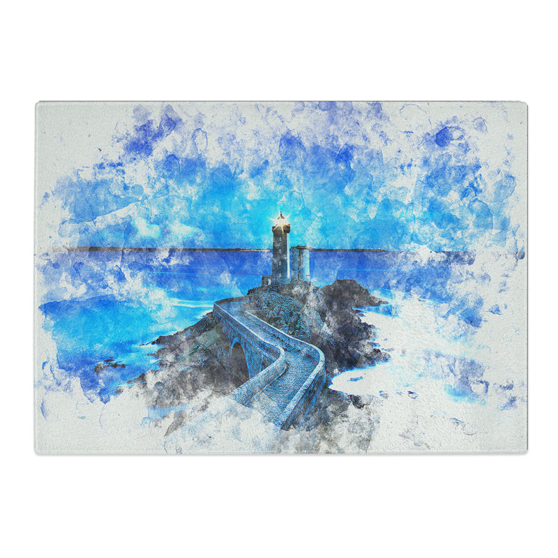 Tempered Glass Lighthouse & Seascape in France Chopping Board, 28.5 cm x 39 cm