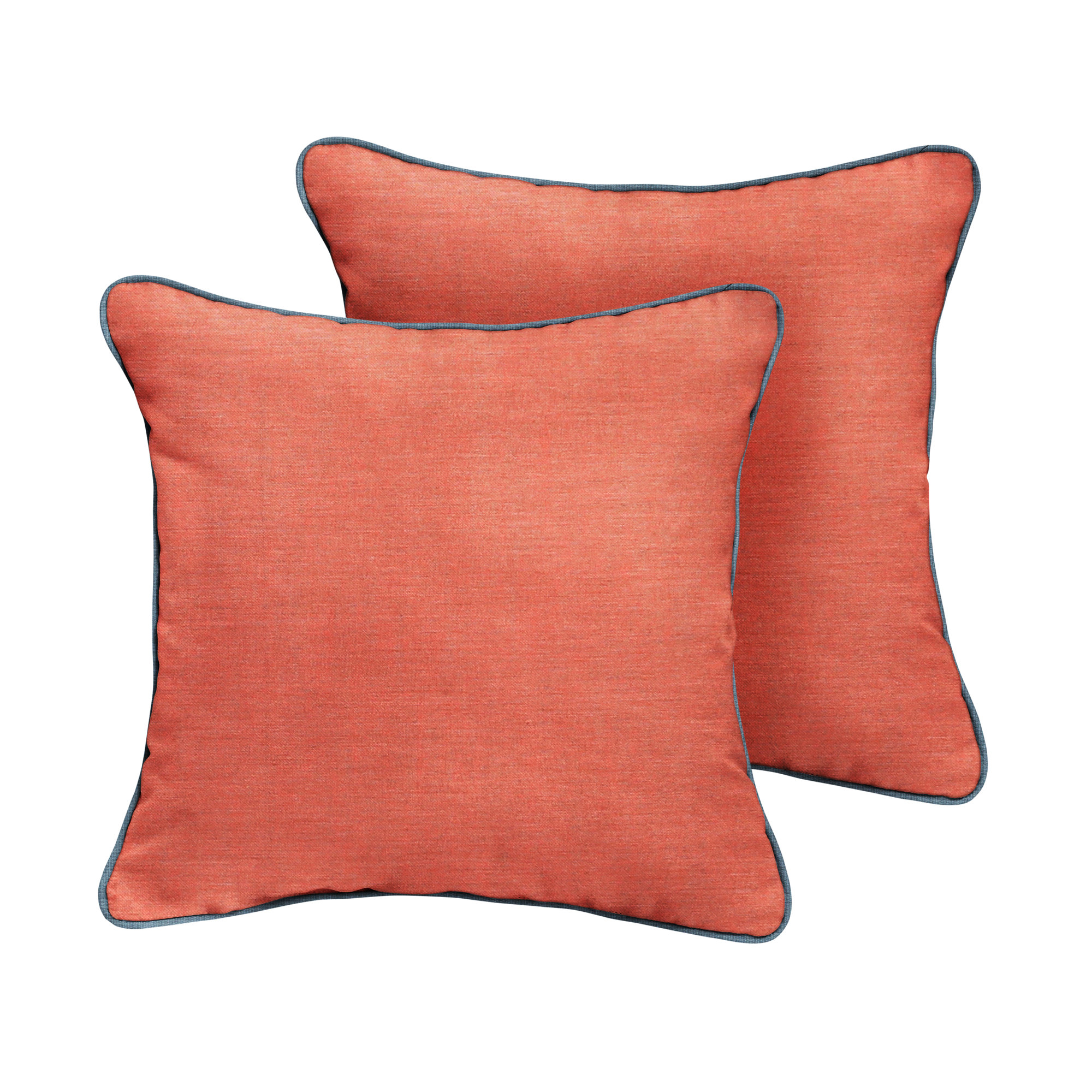 Jaclyn Sunbrella® Indoor/Outdoor Throw Pillow, 16" x 16", Blue/Coral