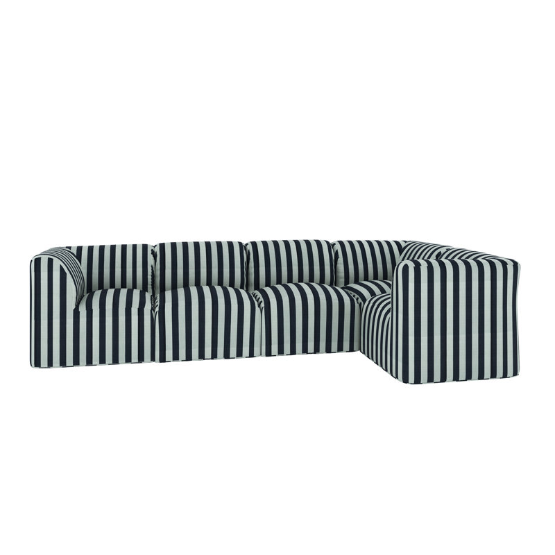 Praia 124" Sunbrella® Outdoor Sofa, Expressive Mist Striped Sunbrella®