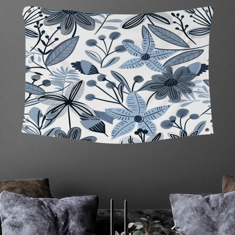 Florals Wall Tapestry - Botanical Wall Decor, 50" H x 60" W