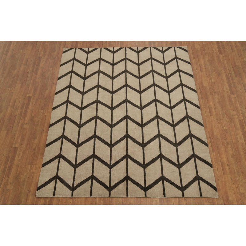Beige Geometric Chevron Modern Area Rug 8x10