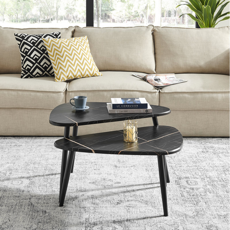 Jisella 3 Legs Nesting Coffee Table Sets, Black