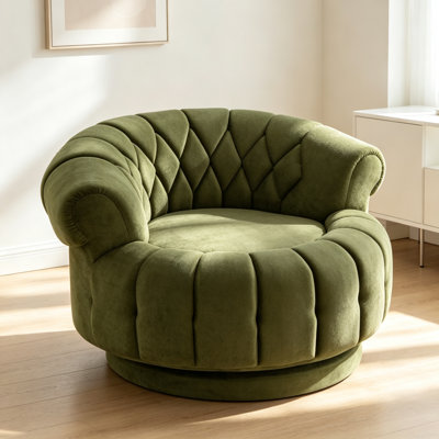 Fauteuil pivotant 360Degree avec tissu chenille luxueux et siège confortable surdimensionné pour le salon et la chambre à coucher