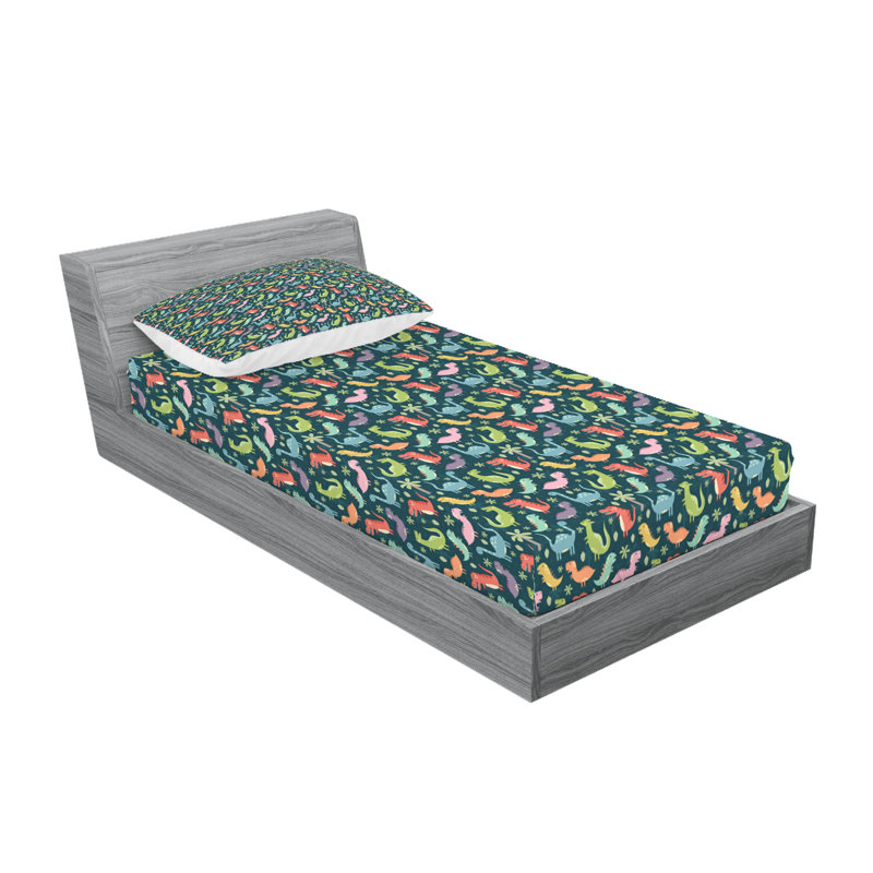 Multicolore ensemble de draps et taies décoratives Ambesonne, Ensemble de draps pour lit simple avec deux taies 