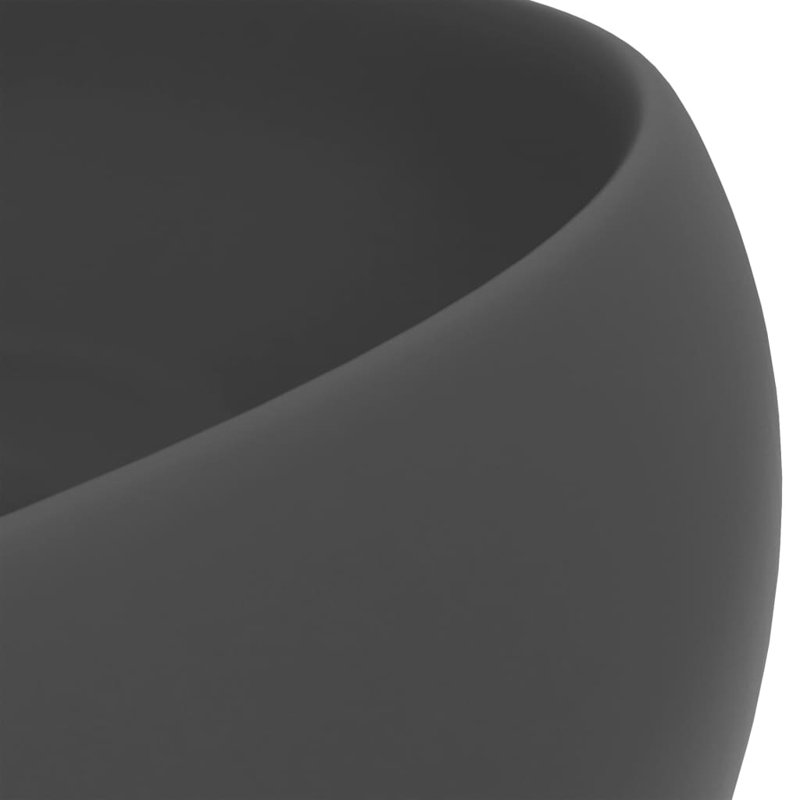 vidaXL Luxury Wash Basin Round Matt 15.7x5.9" Ceramic, Dark Gray