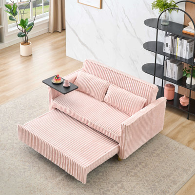 Le canapé en velours côtelé coulissant et à pousser avec double fonction, équipé d'un plateau de table mobile et de ports USB, convient aux salons et aux chambres à coucher.