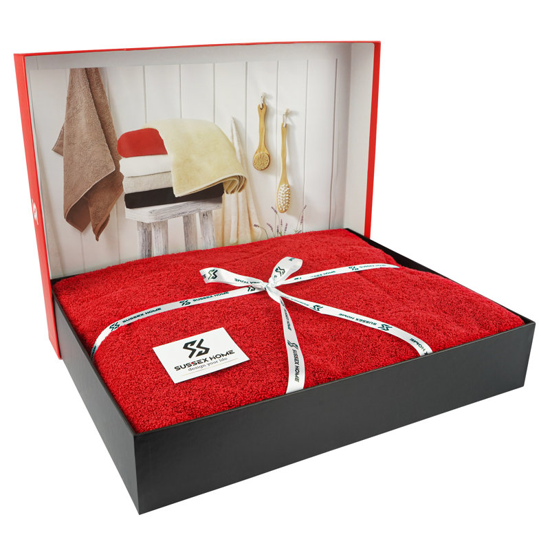 100% Cotton Midweight Bath Towel, Red
