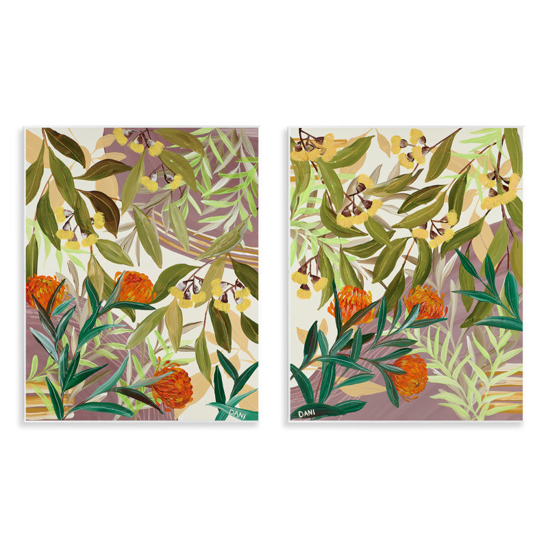 Ensemble de 2 plaques murales Walk With Me Botanicals, design par Dani Heyward