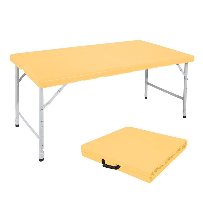 Table pliante portative jaune clair de 4 pi avec pieds en acier thermolaqué pour une utilisation intérieure et extérieure
