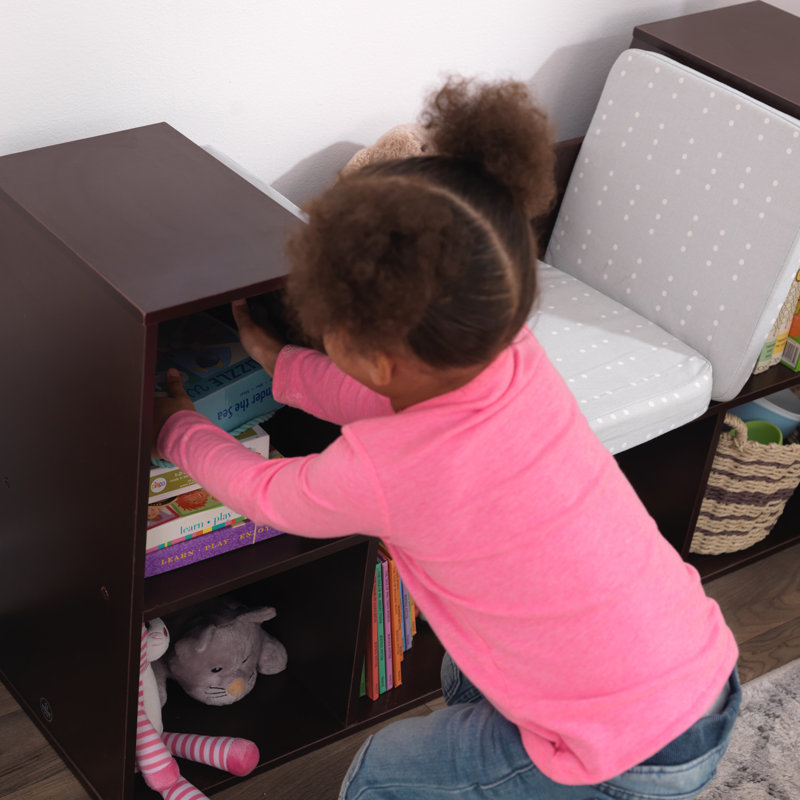 Espresso Kids Bookcase with Reading Nook and Cushions