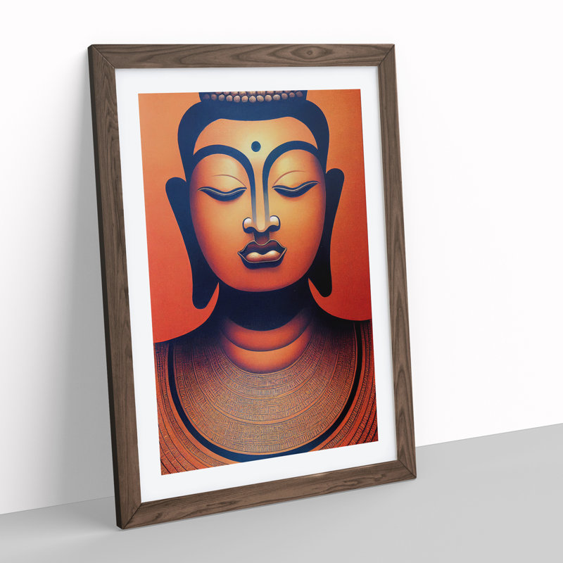 Soulful Buddha - Single Picture Frame Print, 46cm H x 34cm W x 2cm D, Walnut