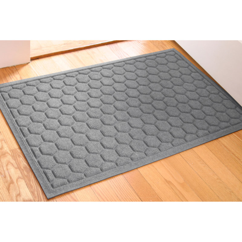 WaterHog Honeycomb 23 in. x 35 in. Indoor Outdoor Doormat, Medium Gray