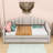 Twin Velvet Upholstered Daybed with Trundle and USB Charging Station-1351845301