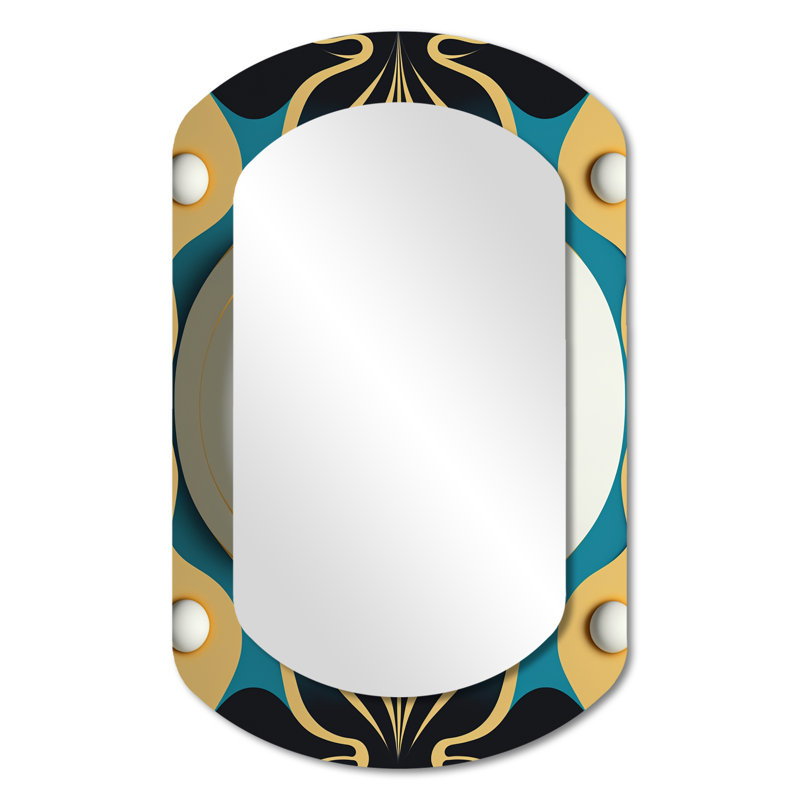 Golden Eye Of The Beholder V - Religious Landscape Traditional Wall Mirror In Asymmetrical Shapes, 31" x 19"