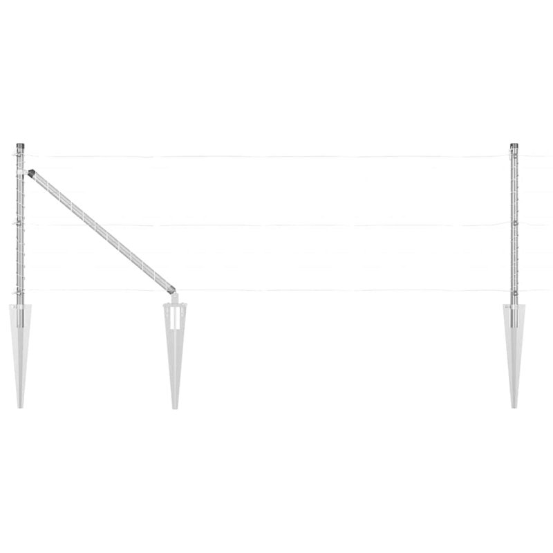 Fence Posts Manual 7 Pcs Galvanised Steel, 100cm H x 3.2cm W x 3.2cm D, Silver