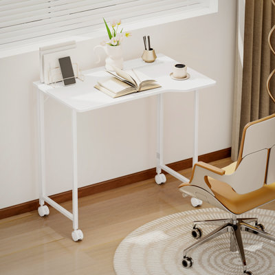 HOMCOM Small Folding Desk on Wheels for Small Space 80