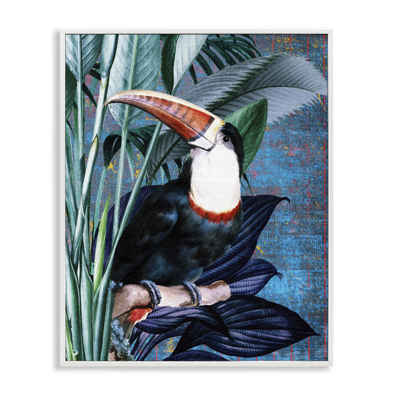 Toucan souriant sur une branche, estampe numérique par Karen Smith, H 14 po x l 11 po