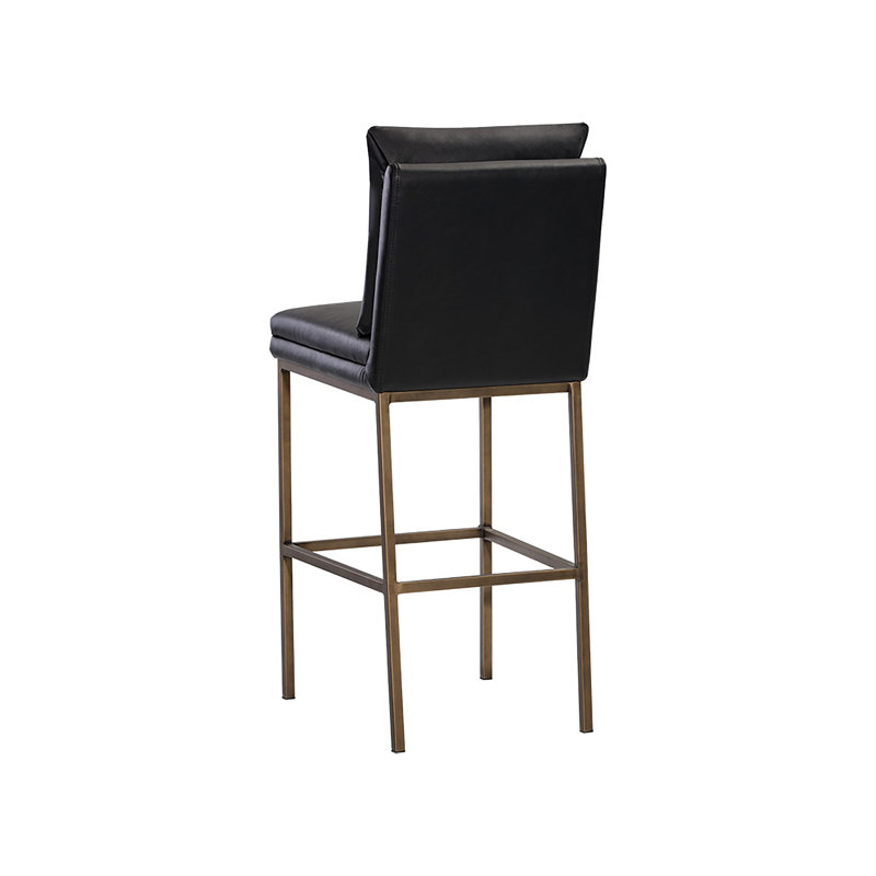 Paige Counter Stool - Bravo Cream, Black Faux Leather, Bar Stool (30" Seat Height)