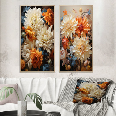 «Chrysanthemums Autumn Gold Showcases», 2 pièces sur toile