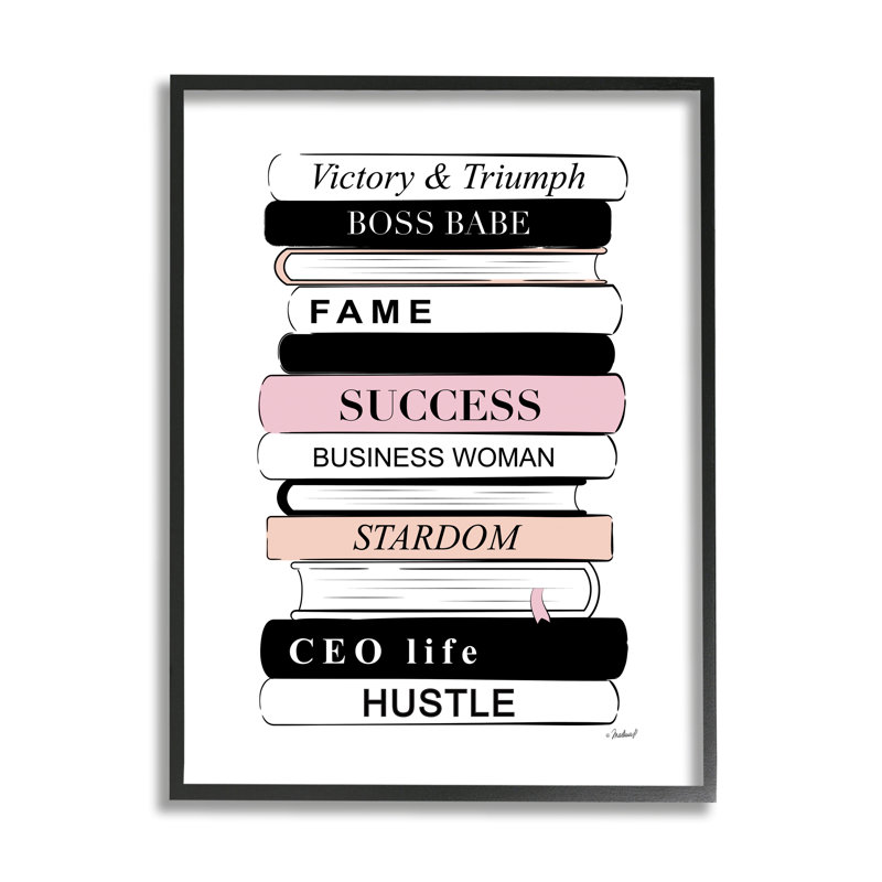 Pile de livres «Victory Triumph Boss Babe» par Martina Pavlova - impression, Giclée encadrée noir minuit, H 30 po x l 24 po