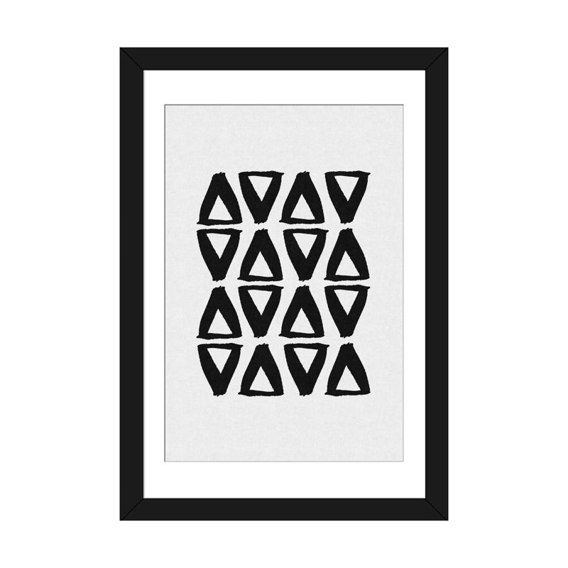 «Abstract II», impression sur toile, Papier d'art encadré noir, Blanc, H 32 po x l 24 po x P 1 po