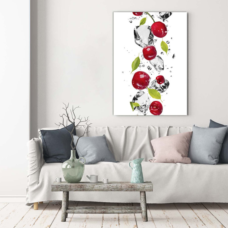Cherries And Water - Wrapped Canvas Print