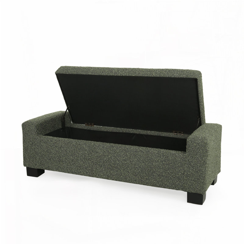 Banc de rangement, banc de bout rembourré avec rangement et sièges pour le salon, la chambre à coucher ou le vestibule, Vert