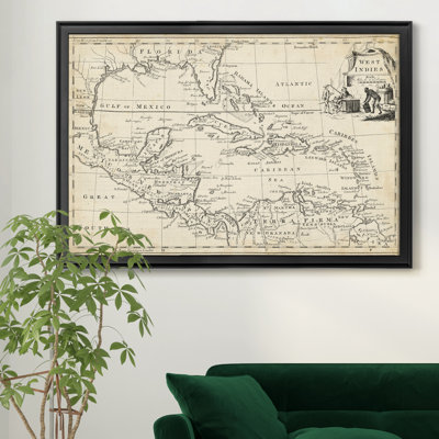 Carte de l’Antilles-impression d’art graphique sur toile encadrée