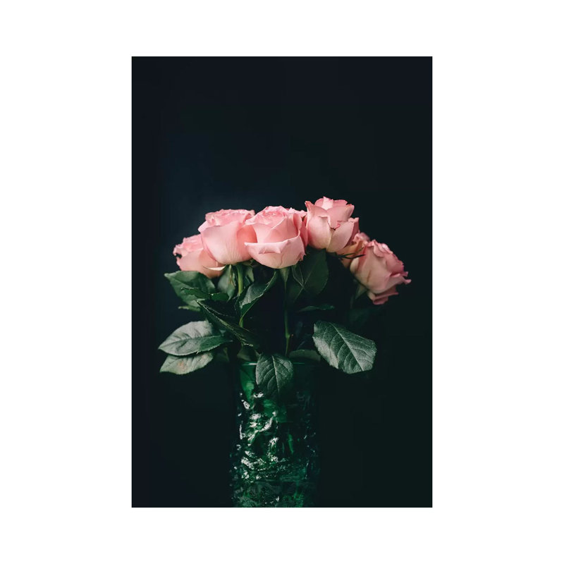 Pink Roses On Black II by Chelsea Victoria - Wrapped Canvas Print, 152.5 cm H x 101.5 cm W