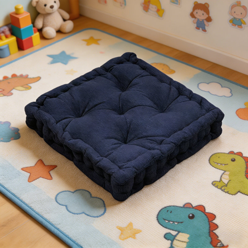  Square Microfiber  Floor Pillow /Cushion,Indoor & Outdoor Use, 19''x19''x5'', Navy Blue., Navy Blue