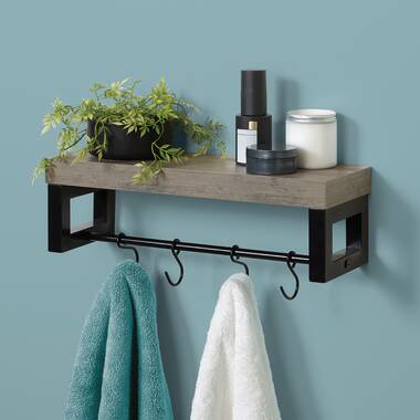 RiverRidge Home La Crosse 3 Hook Wall Shelf - Black